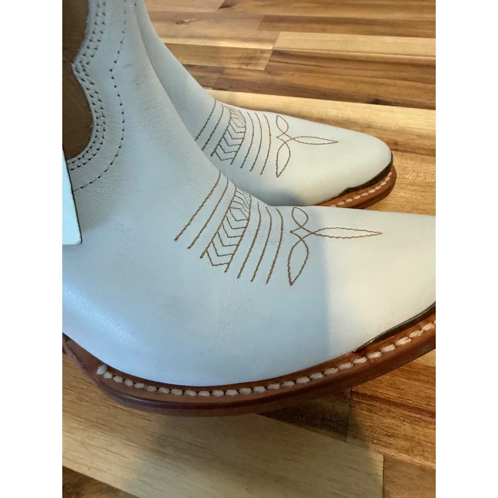 IDYLLWIND WOMENS THUNDERBIRD WESTERN‎ BOOTS Ankle Boots White Tan Leather 7.5